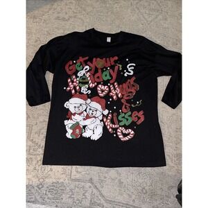 Vintage 90's Hugging Bears Christmas Long T-Shirt Womens One Size